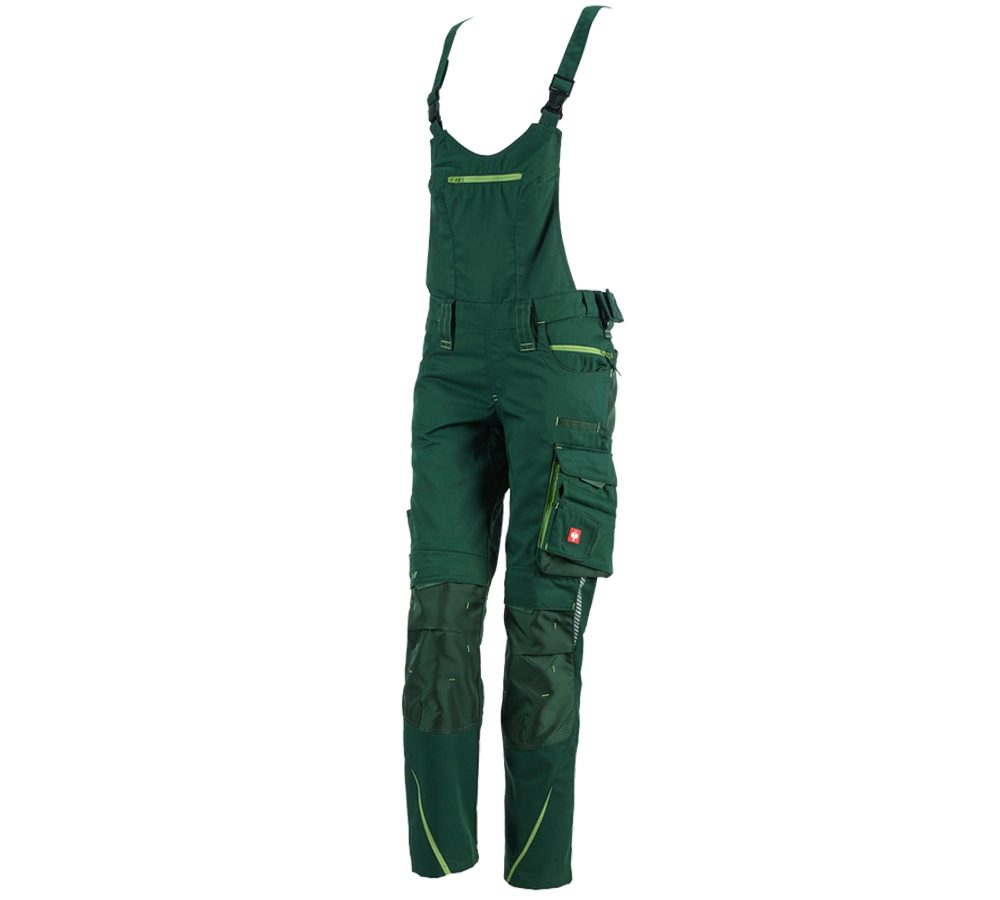 Pracovné nohavice: Dámske nohavice s náprsenkou e.s.motion 2020 + zelená/morská zelená