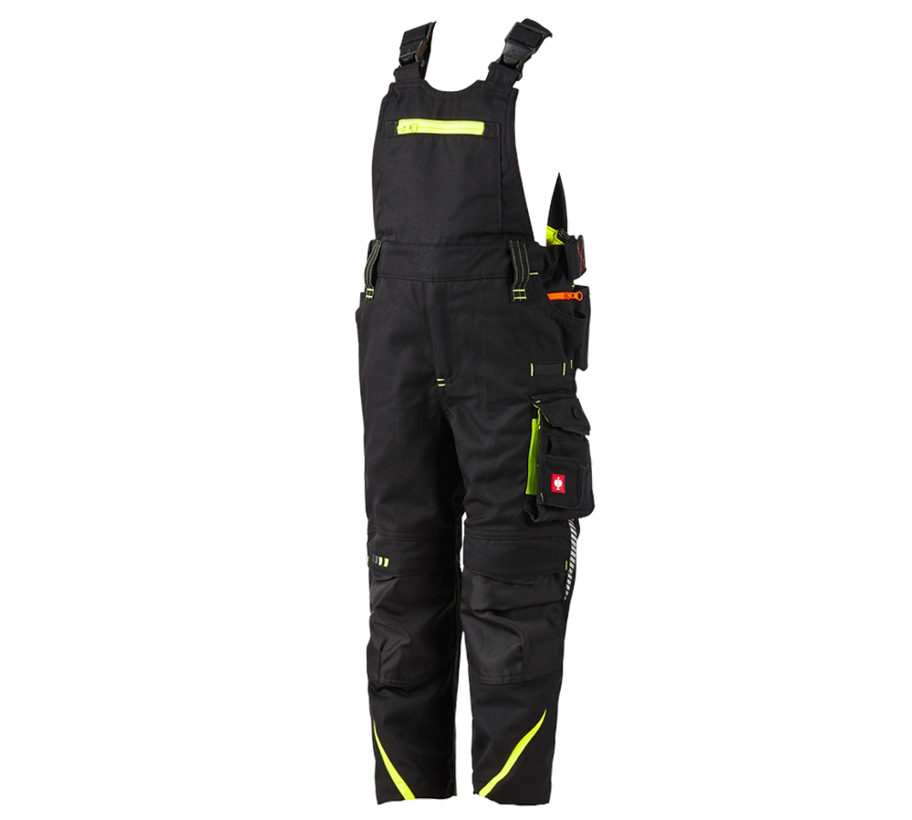 Nohavice: Detské nohavice s náprsenkou e.s.motion 2020 + čierna/výstražná žltá/výstražná oranžová