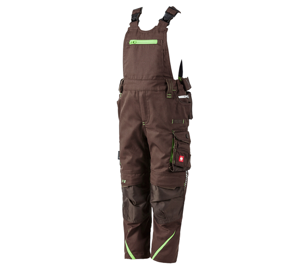 Nohavice: Detské nohavice s náprsenkou e.s.motion 2020 + gaštanová/morská zelená