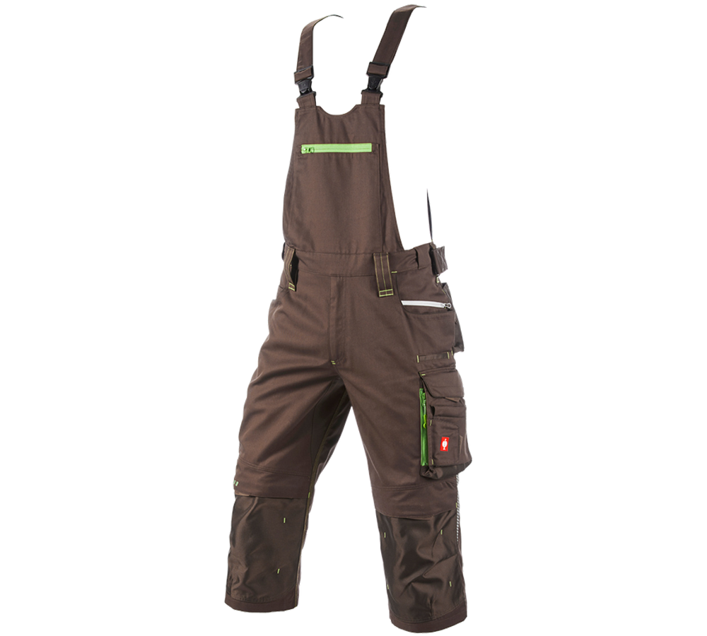 Pracovné nohavice: Pirátske nohavice s náprsenkou e.s.motion 2020 + gaštanová/morská zelená