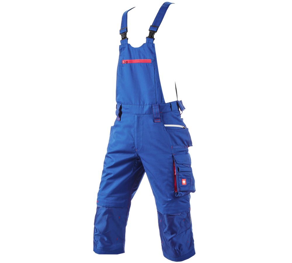 Pracovné nohavice: Pirátske nohavice s náprsenkou e.s.motion 2020 + nevadzovo modrá/ohnivá červená