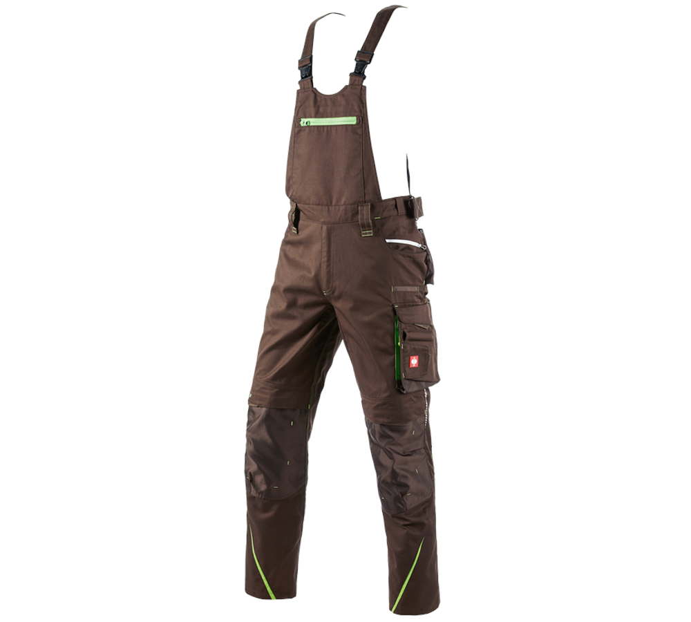 Pracovné nohavice: Nohavice s náprsenkou e.s.motion 2020 + gaštanová/morská zelená