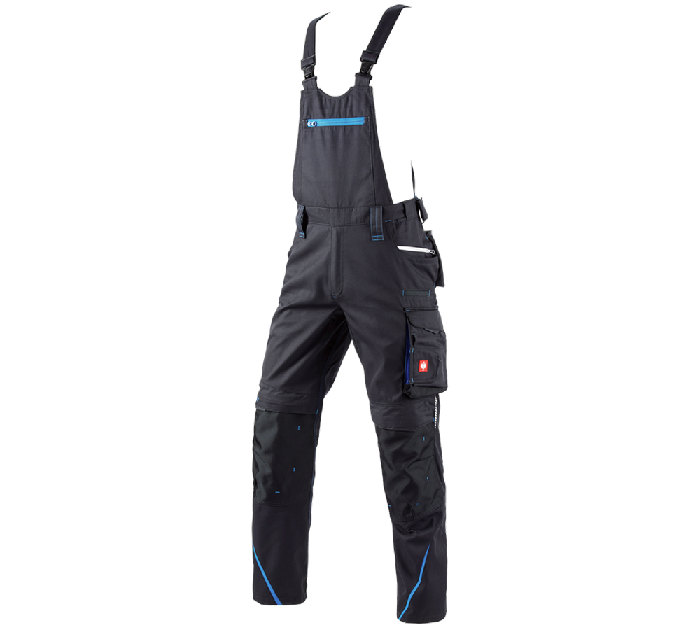 Pracovné nohavice: Nohavice s náprsenkou e.s.motion 2020 + grafitová/enciánová modrá