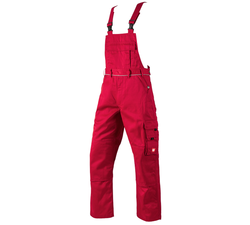 Pracovné nohavice: Nohavice s náprsenkou e.s.classic + červená