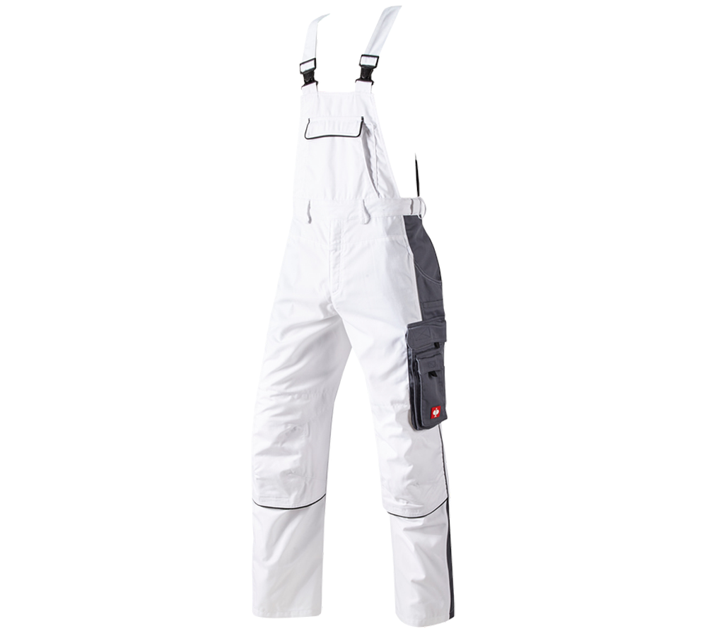 Pracovné nohavice: Nohavice s náprsenkou e.s.active + biela/sivá