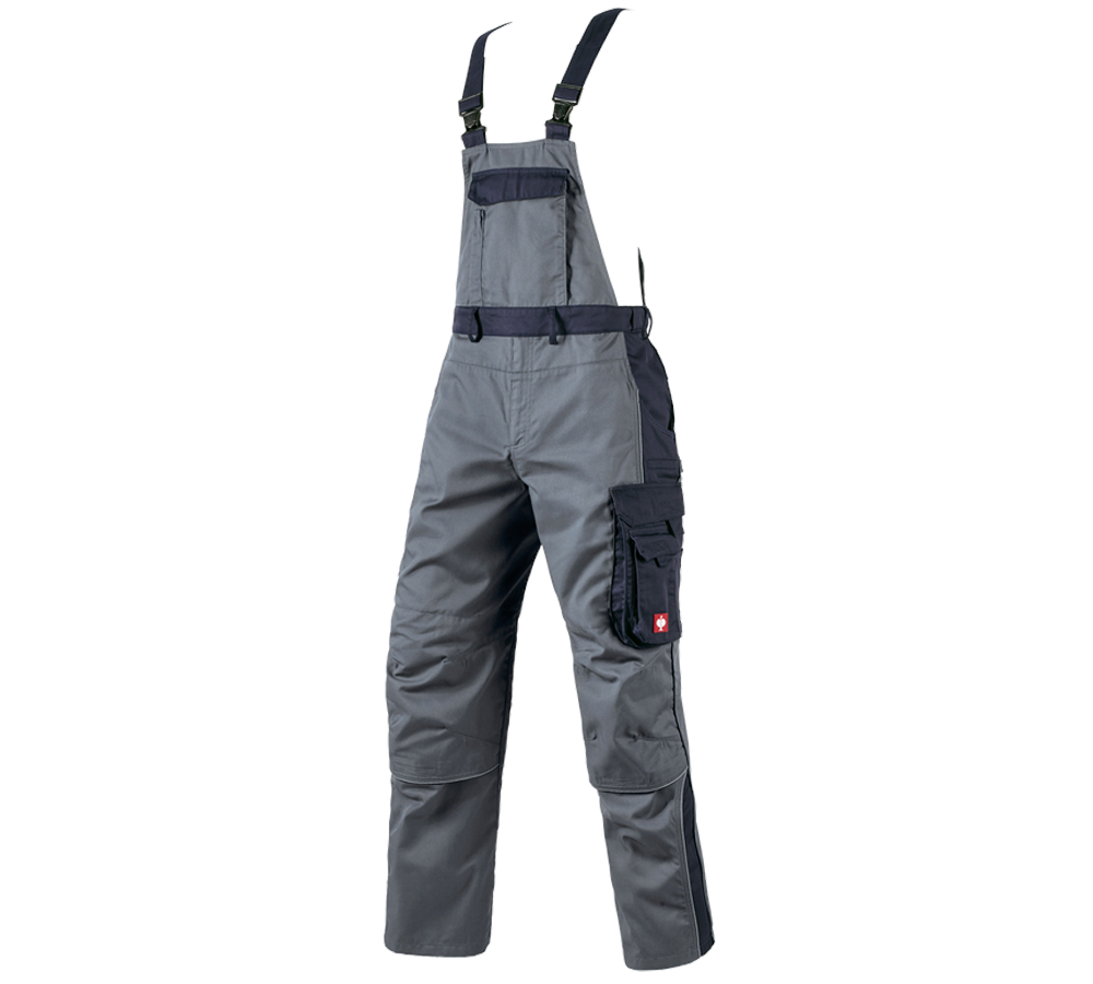 Pracovné nohavice: Nohavice s náprsenkou e.s.active + sivá/tmavomodrá