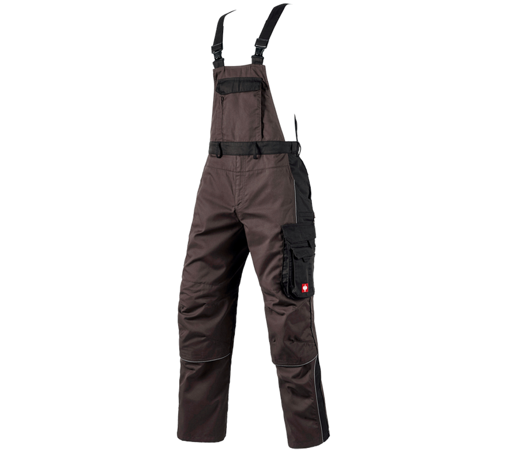 Pracovné nohavice: Nohavice s náprsenkou e.s.active + hnedá/čierna