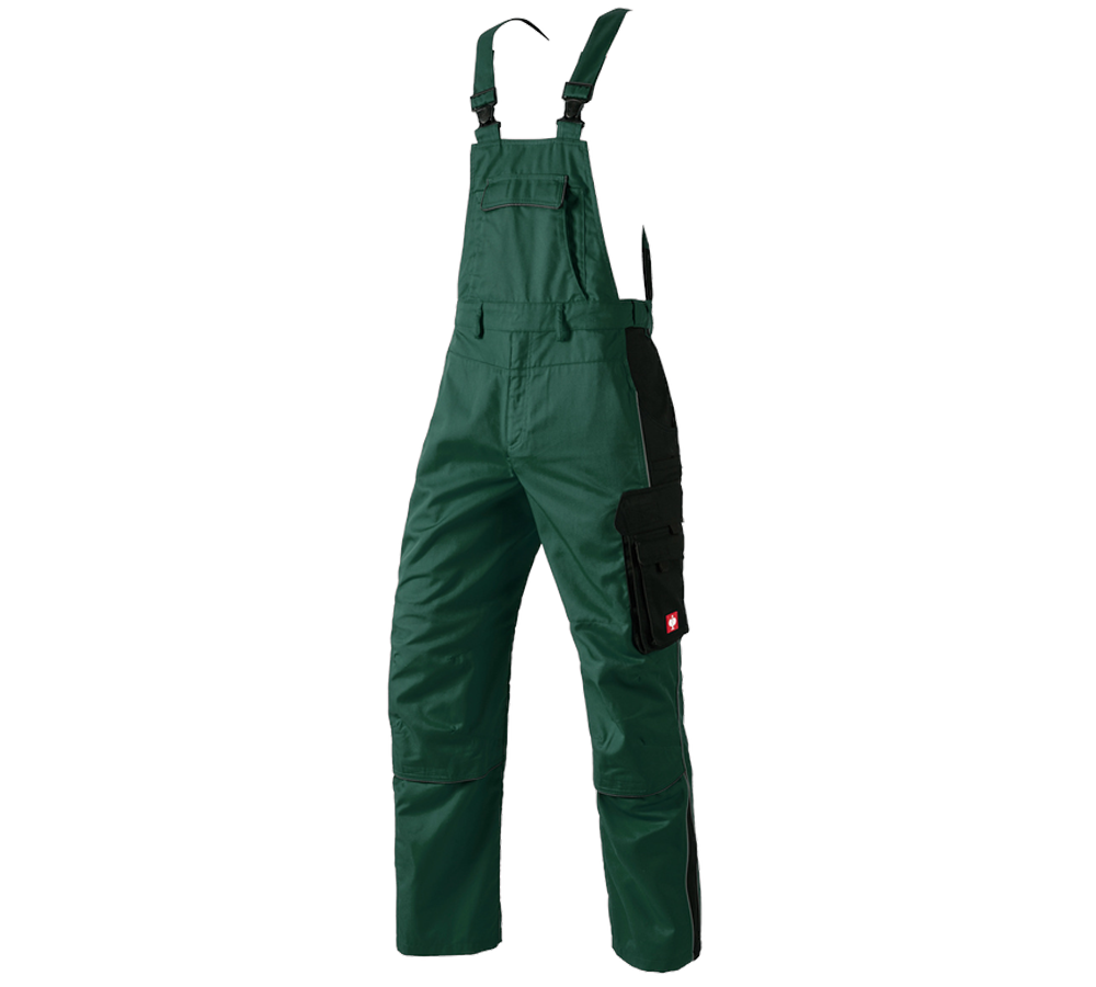 Pracovné nohavice: Nohavice s náprsenkou e.s.active + zelená/čierna