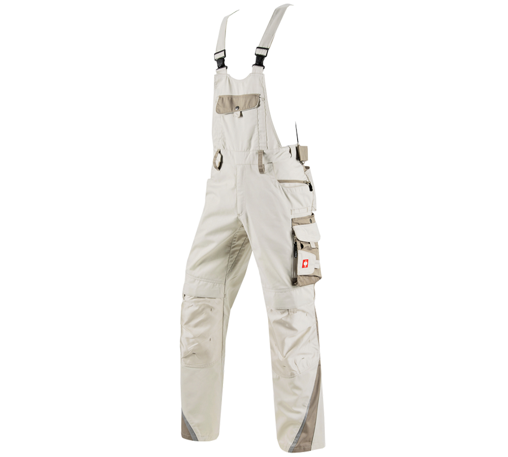 Pracovné nohavice: Nohavice s náprsenkou e.s.motion + sádrová/hlinená