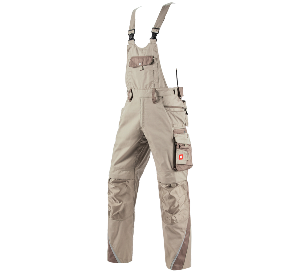 Pracovné nohavice: Nohavice s náprsenkou e.s.motion + hlinená/rašelina