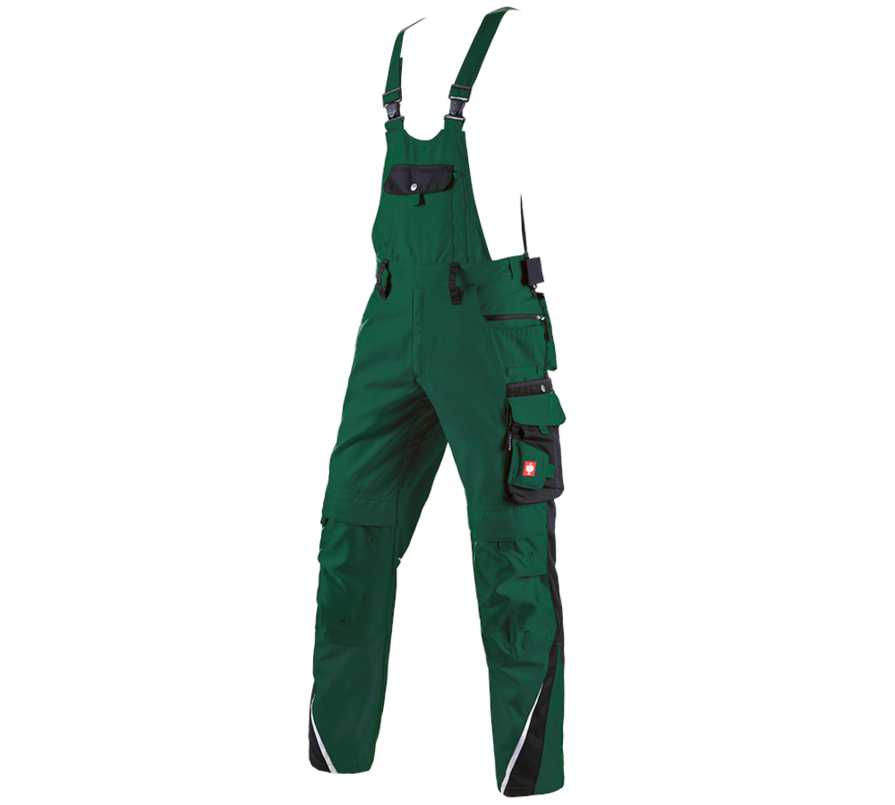 Inštalatér: Nohavice s náprsenkou e.s.motion + zelená/čierna