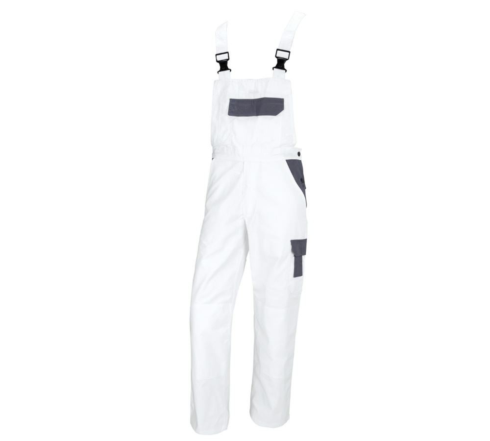 Pracovné nohavice: Nohavice s náprsenkou STONEKIT Odense + biela/sivá