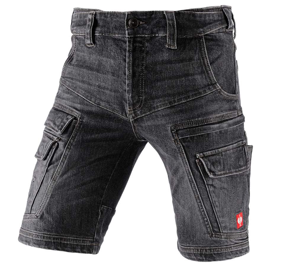 Pracovné nohavice: e.s. cargo pracovné džínsové šortky POWERdenim + blackwashed