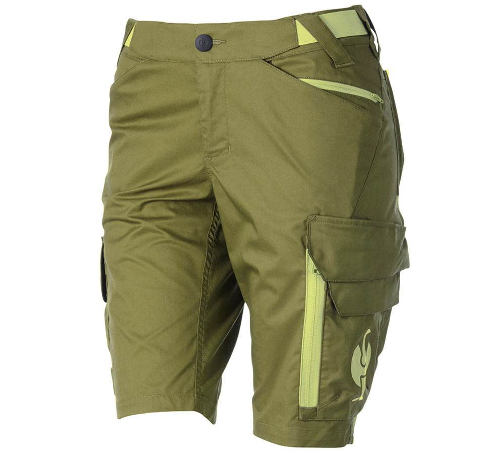 Pracovné nohavice: Šortky e.s.trail, dámske + borievkovo zelená/limetkovo zelená