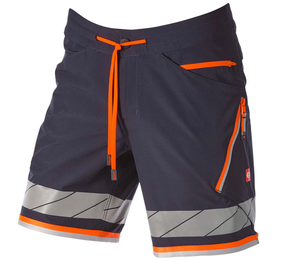 Pracovné nohavice: Reflexné funkčné šortky e.s.ambition + tmavomodrá/výstražná oranžová