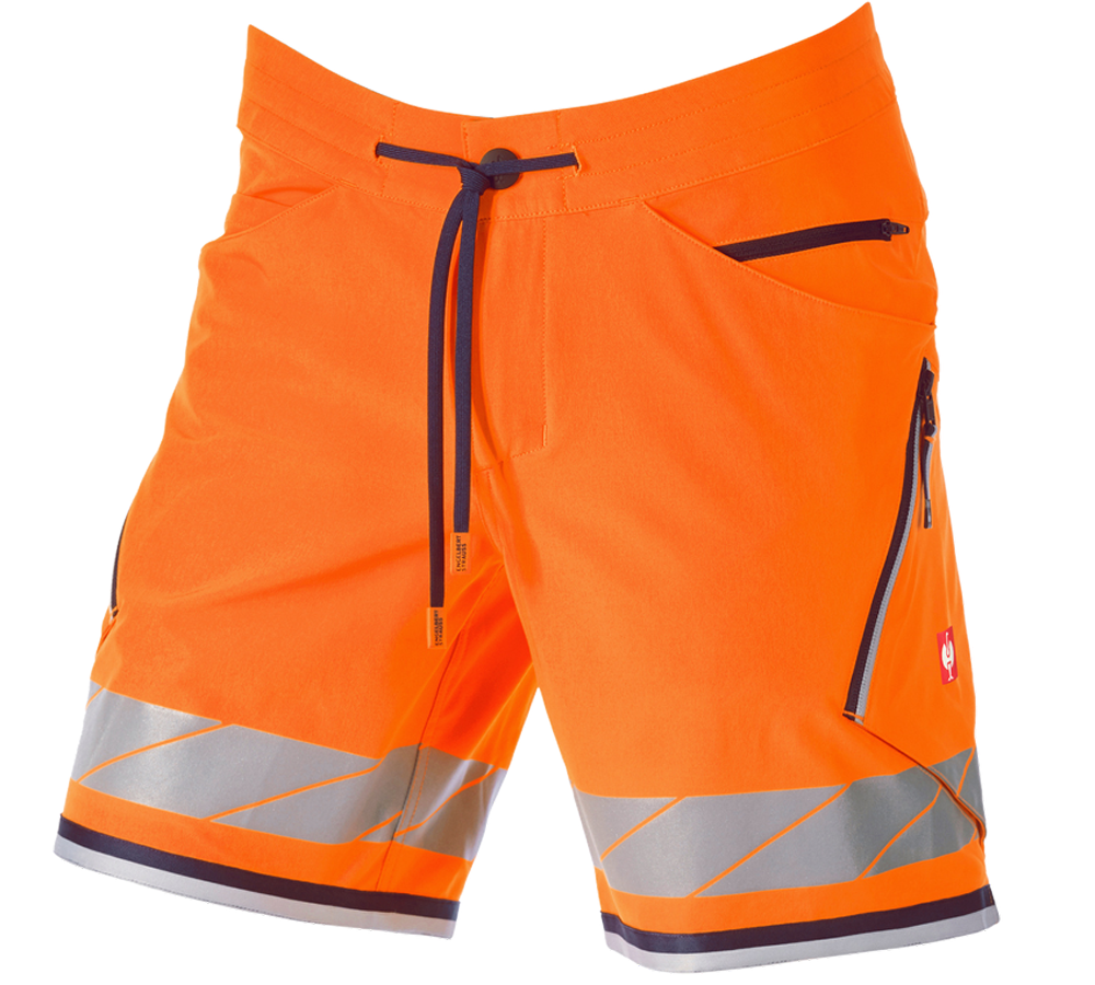 Pracovné nohavice: Reflexné funkčné šortky e.s.ambition + výstražná oranžová/tmavomodrá