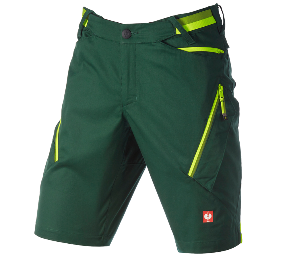 Pracovné nohavice: Šortky s viacerými vreckami e.s.ambition + zelená/výstražná žltá