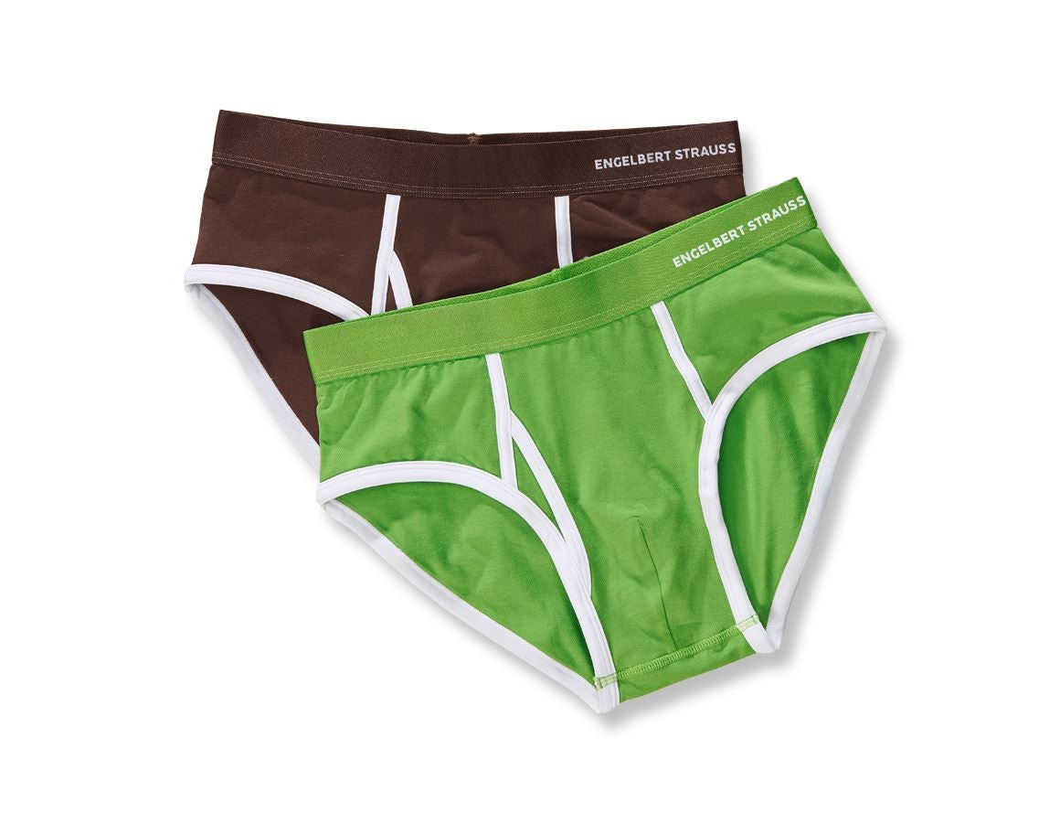 Spodná bielizeň | Termo oblečenie: Slipy e.s.cotton stretch Colour, balenie 2 ks + gaštanová+morská zelená