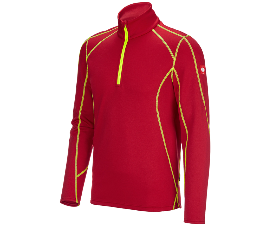 Studená: Funkčný sveter thermo stretch e.s.motion 2020 + ohnivá červená/výstražná žltá