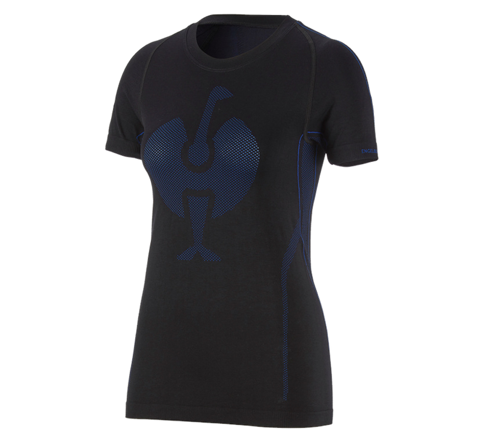 Funkčné spodné prádlo: e.s. Funkčné tričko seamless-warm, dámske + čierna/enciánová modrá