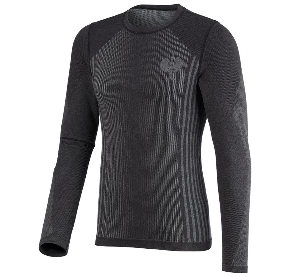 Spodná bielizeň | Termo oblečenie: Funkčné tričko s dlhými rukávmi e.s.trail seamless + čierna/čadičovo sivá