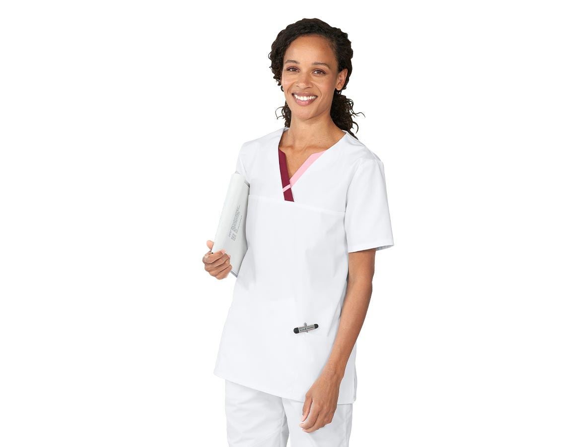 Tričká, pulóvre a košele: Pracovná košeľa Tamara + biela/bordová/ružová