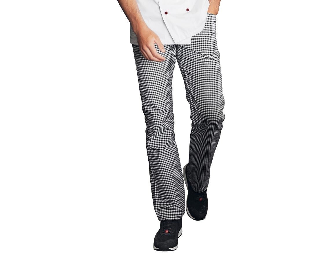 Pracovné nohavice: Kuchárske a pekárske nohavice Stretch + čierna/biela