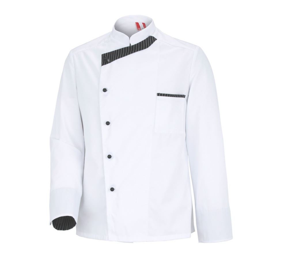 Tričká, pulóvre a košele: Kuchárska bunda Elegance s dlhým rukávom + biela/čierna