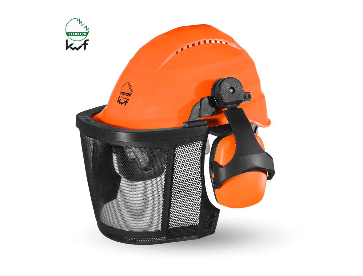 Ochranné prilby: Kombinácia lesníckej a ochrannej prilby KWF Profes + oranžová