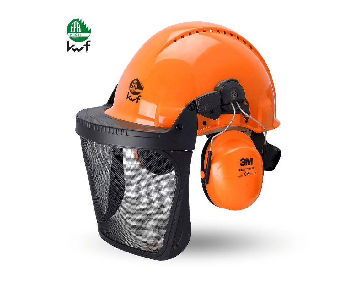 Ochranné prilby: Kombinácia lesníckej a ochrannej prilby KWF + oranžová