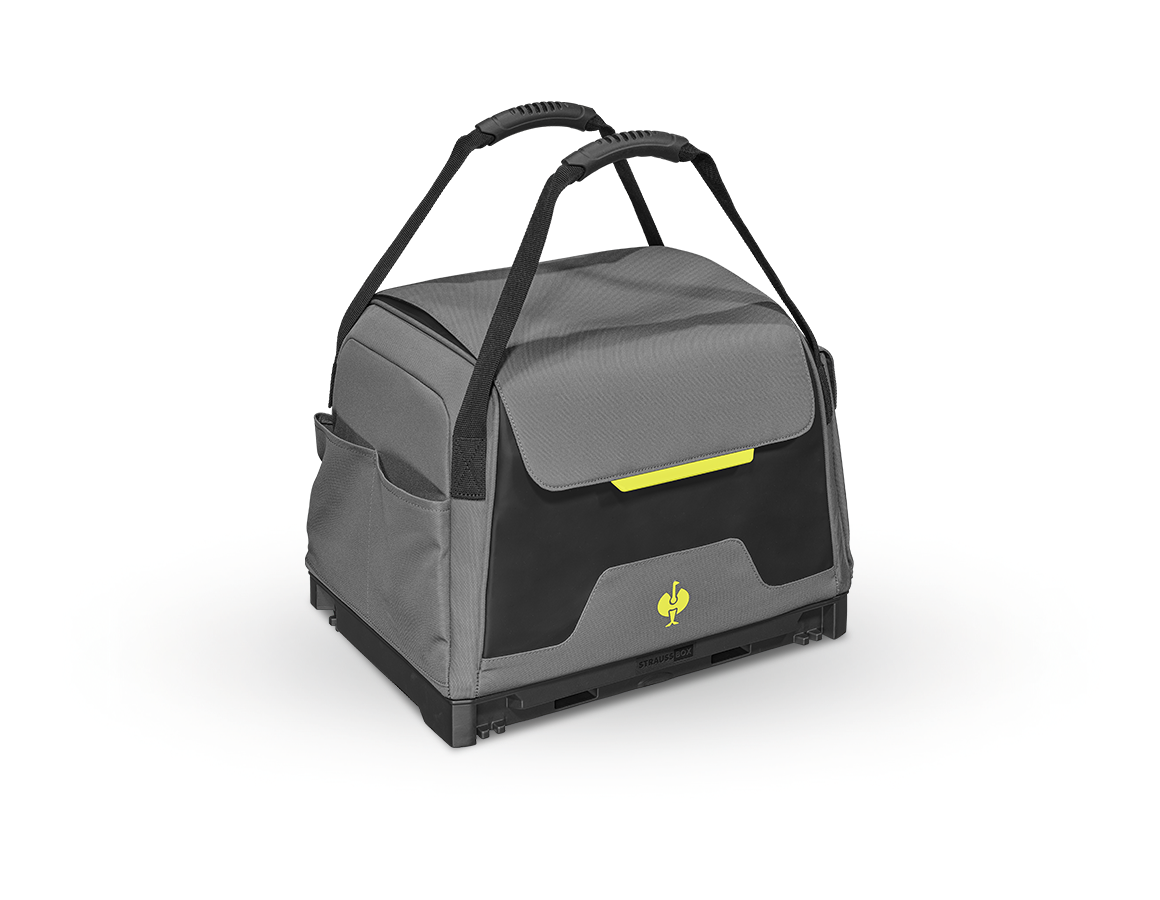 Systém STRAUSSbox: STRAUSSbox vrecko na náradie uzatvorené + čadičovo sivá/acidová žltá
