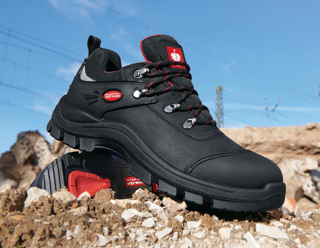 Strechári / Tesári / Pokrývač obuv: S3 bezpečnostné poltopánky Andrew + čierna/červená 1