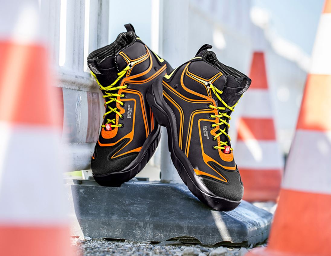 Strechári / Tesári / Pokrývač obuv: e.s. S3 bezpečnostná obuv Kajam + čierna/výstražná oranžová/výstražná žltá