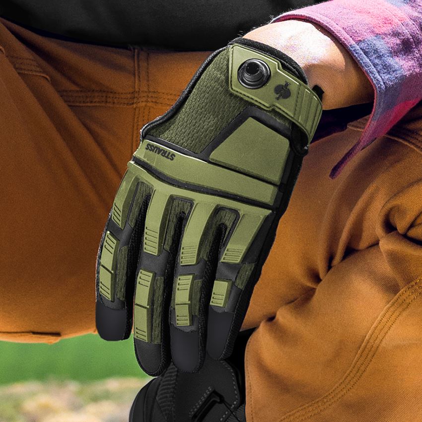 Hybridné: e.s. Montážne rukavice Protect + olivová/čierna 2