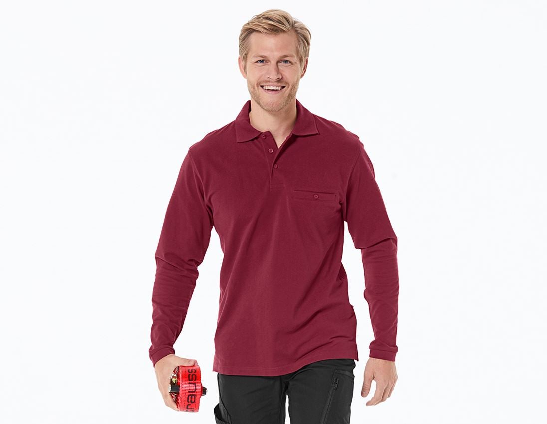 Tričká, pulóvre a košele: Polo tričko s dlhým rukávom e.s. cotton pocket + bordová