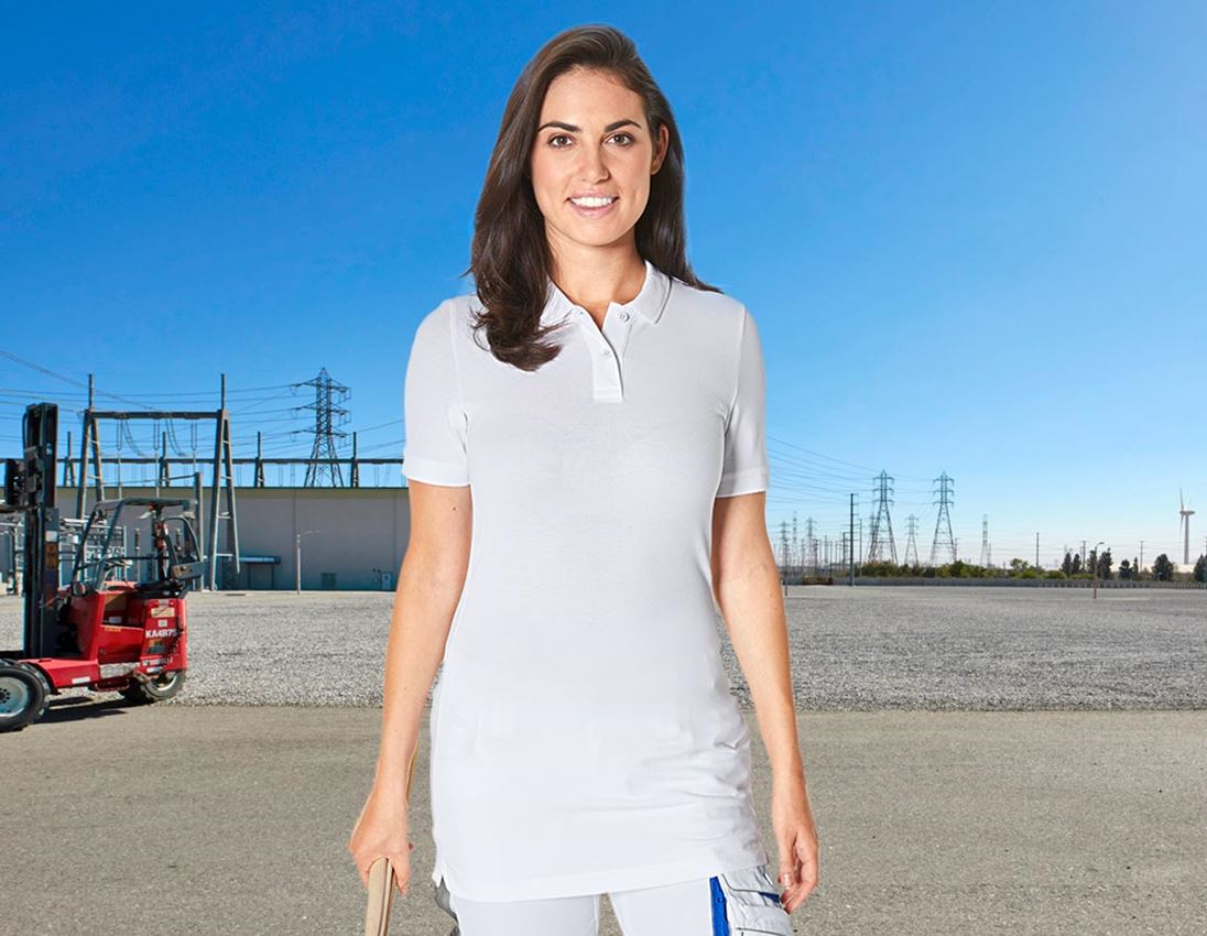 Témy: Piqué tričko e.s. cotton stretch,dámske, long fit + biela