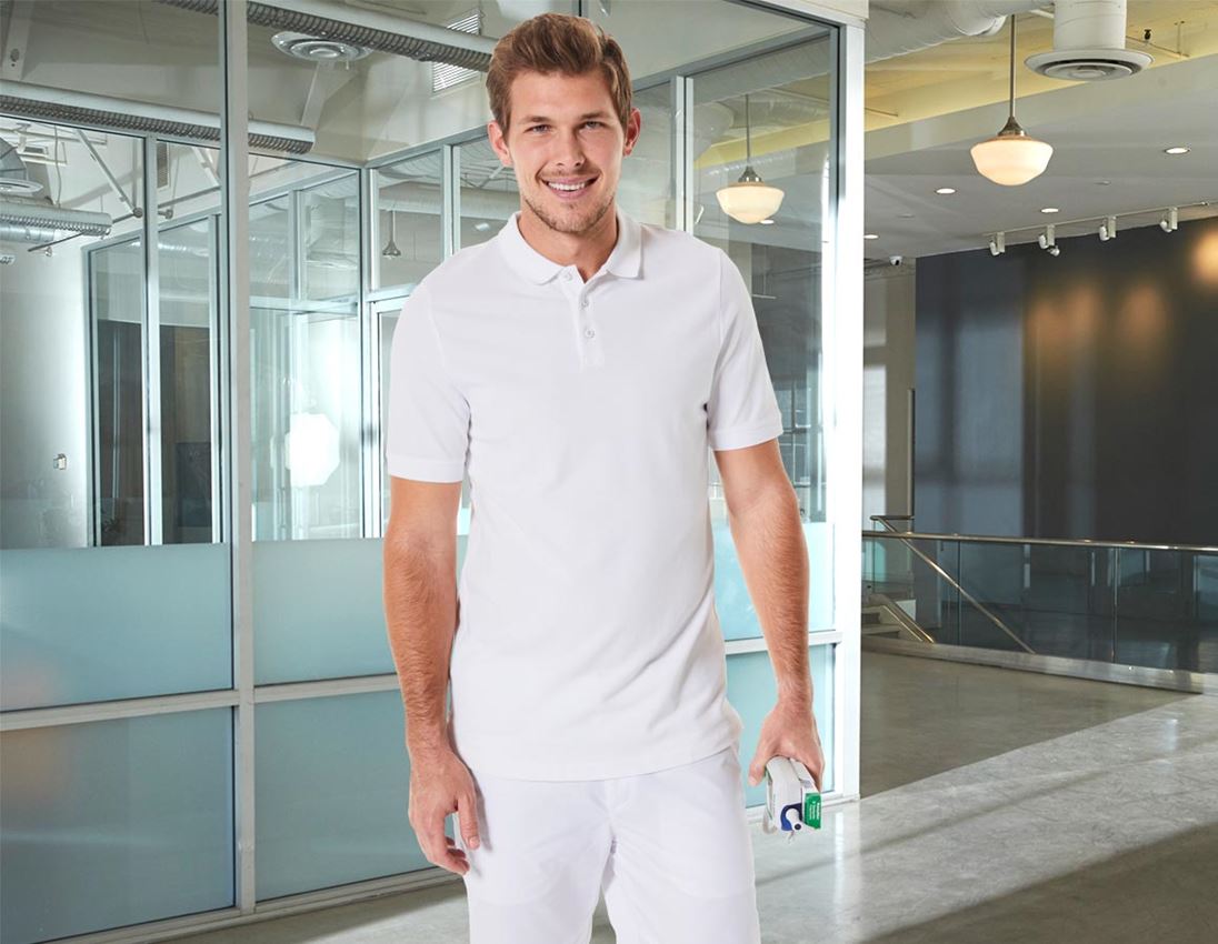 Tričká, pulóvre a košele: Piqué tričko e.s. cotton stretch, long fit + biela
