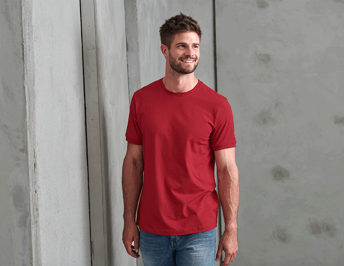 Tričká, pulóvre a košele: Tričko e.s. cotton stretch + ohnivá červená