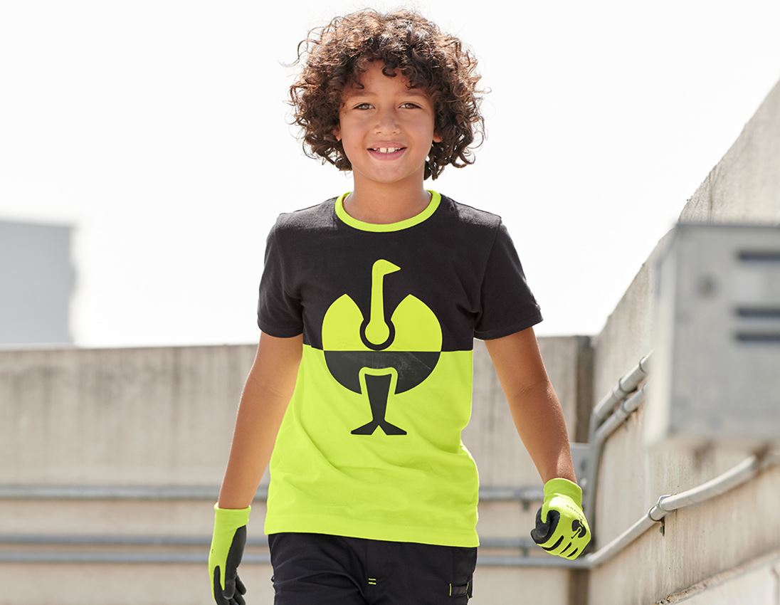 Tričká, pulóvre a košele: Piqué tričko e.s. colourblock, detské + čierna/výstražná žltá