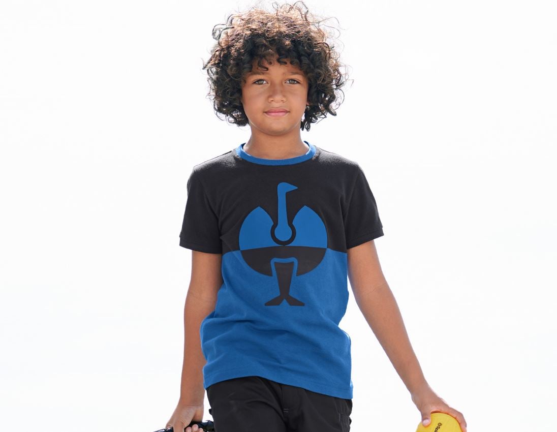 Témy: Piqué tričko e.s. colourblock, detské + grafitová/enciánová modrá