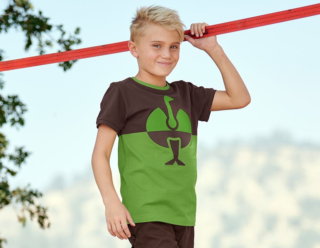 Témy: Piqué tričko e.s. colourblock, detské + gaštanová/morská zelená