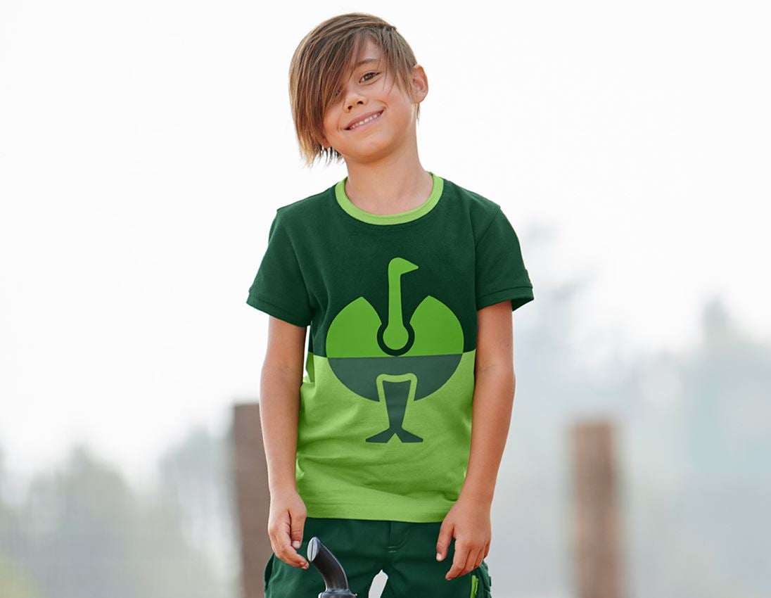 Tričká, pulóvre a košele: Piqué tričko e.s. colourblock, detské + zelená/morská zelená