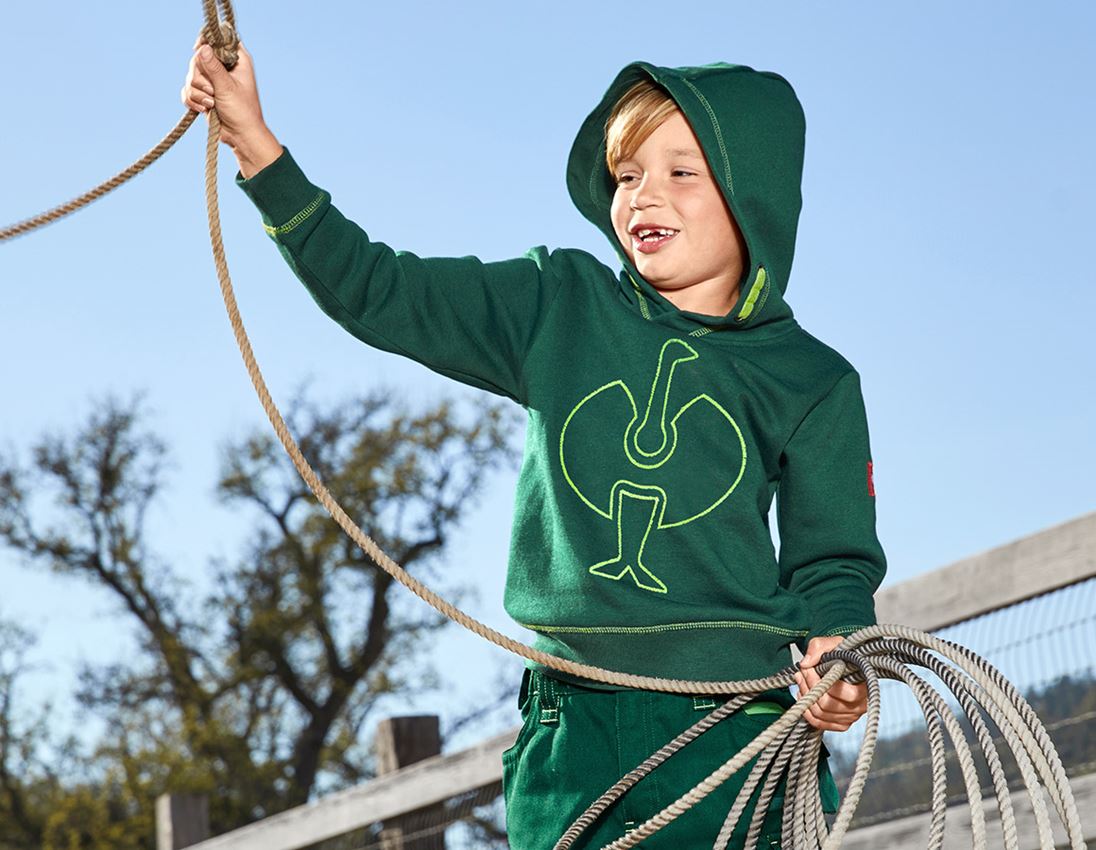 Tričká, pulóvre a košele: Mikina s kapucňou e.s.motion 2020, detská + zelená/morská zelená