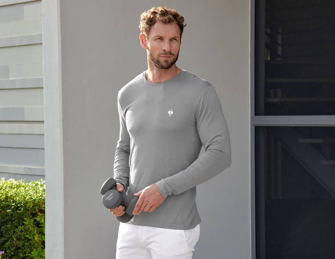 Tričká, pulóvre a košele: Modal-Tričko s dlhým rukávom e.s.concrete + perlová sivá 3