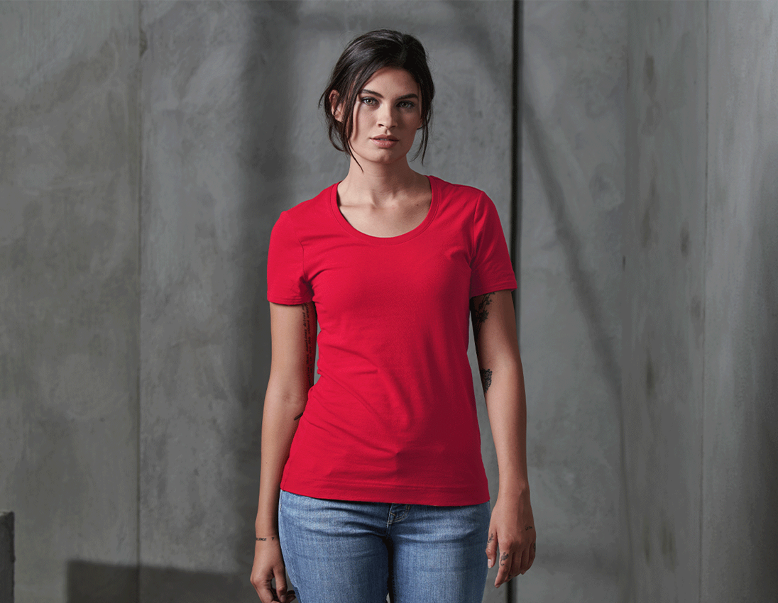 Oblečenie: SÚPR: 3x Tričko cotton stretch, dámkse + košeľa + ohnivá červená