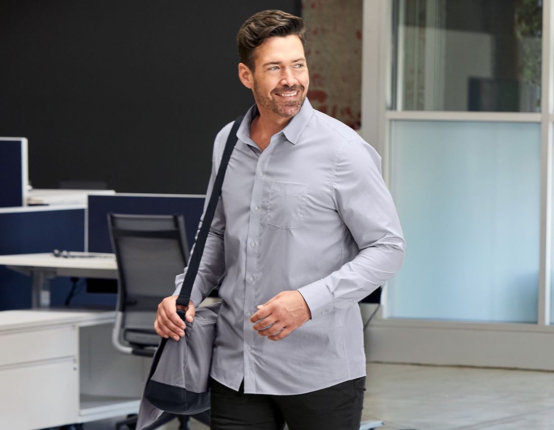 Tričká, pulóvre a košele: Obchodná košeľa e.s. cotton stretch, comfort fit + hmlová sivá károvaná