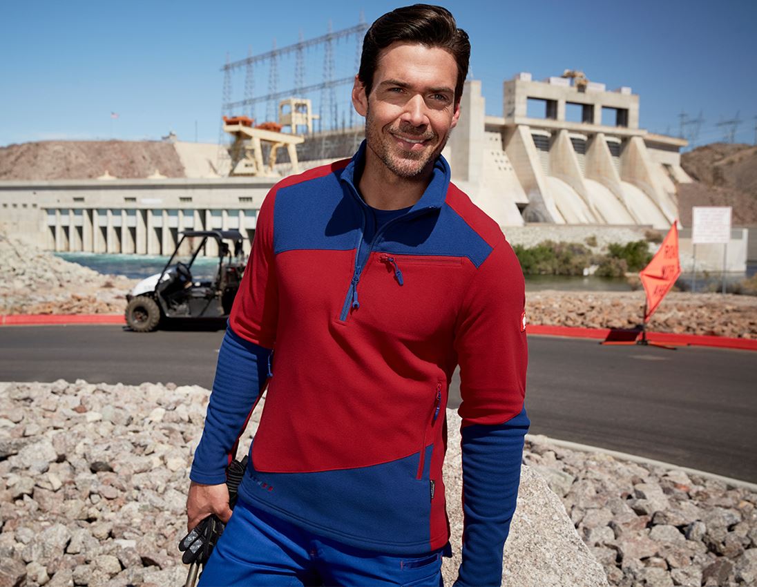 Tričká, pulóvre a košele: Flísový sveter e.s.motion 2020 + ohnivá červená/nevadzovo modrá