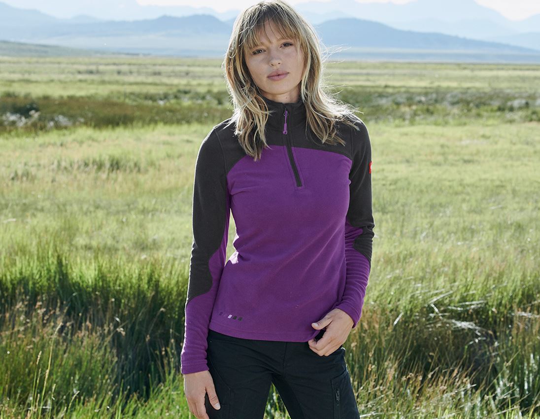 Tričká, pulóvre a košele: Flísový sveter e.s.motion 2020, dámsky + fialová/grafitová