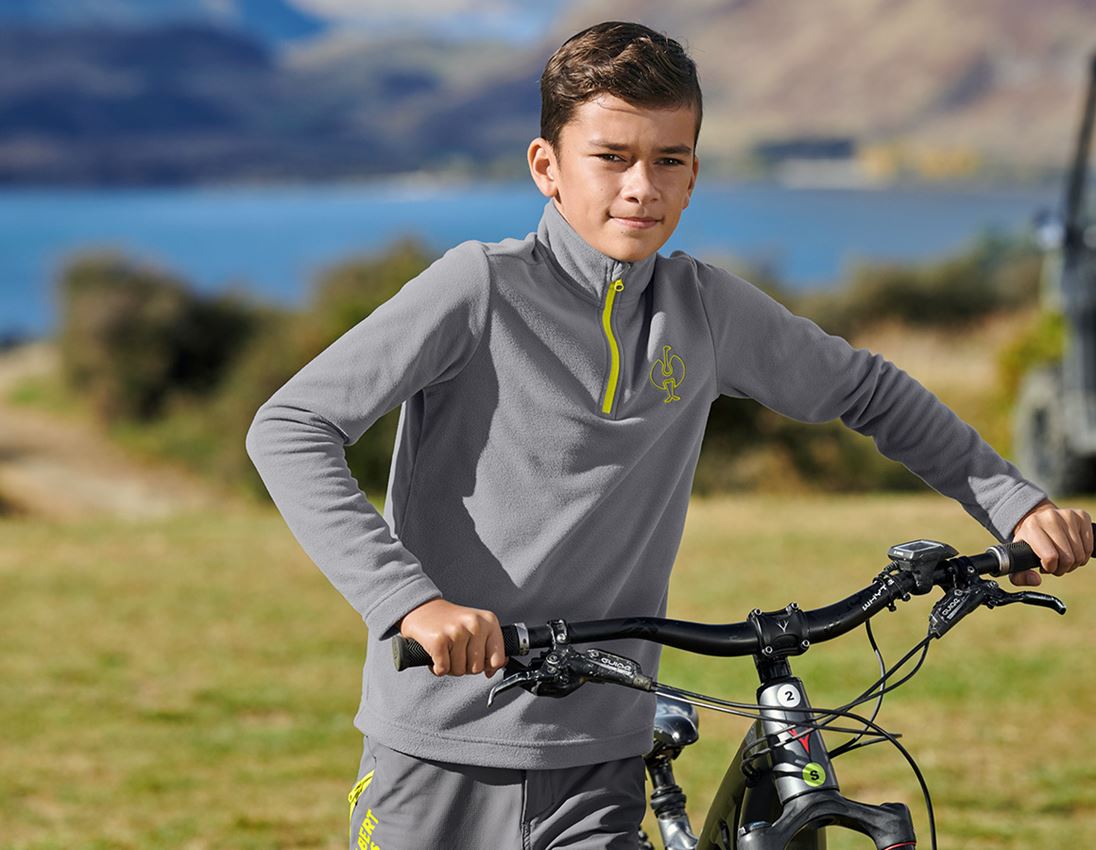 Pre najmenších: Flísový sveter e.s.trail, detské + čadičovo sivá/acidová žltá