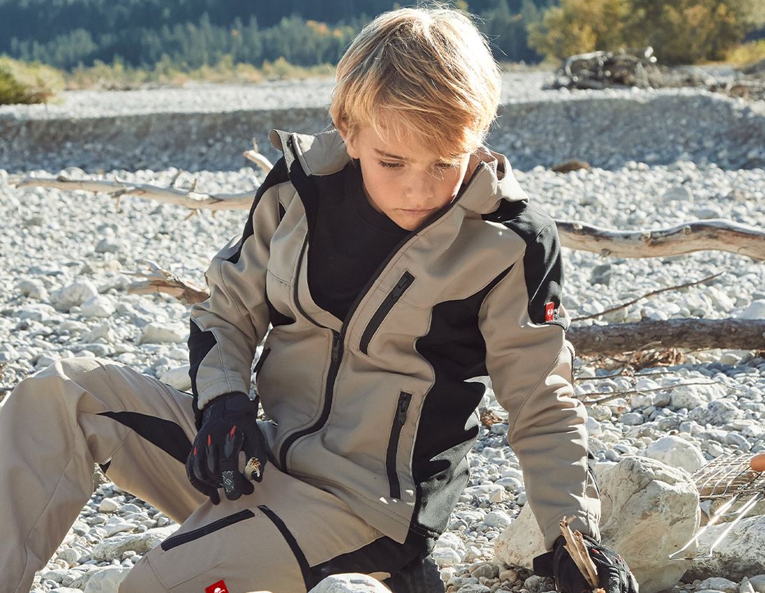 Bundy: Softshellová bunda e.s.vision, detská + hlinená/čierna